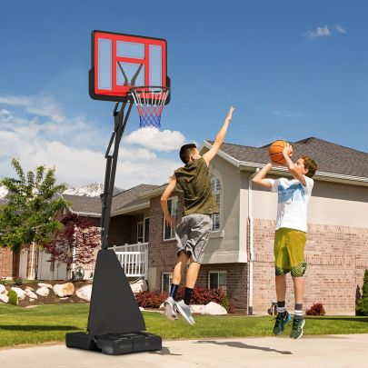 SPORTNOW Basketball Hoop Outdoor, Height Adjustable Basketball Hoop and Stand with Rebound System, Weighted Base, Portable on Wheels, 2.45 3.05m, for Teens, Juniors, Adults, Red