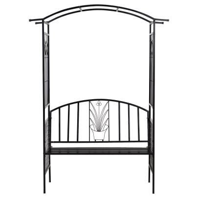  Steel Frame Outdoor Garden Arch w/ 2-Seater Bench Flower Climber Black