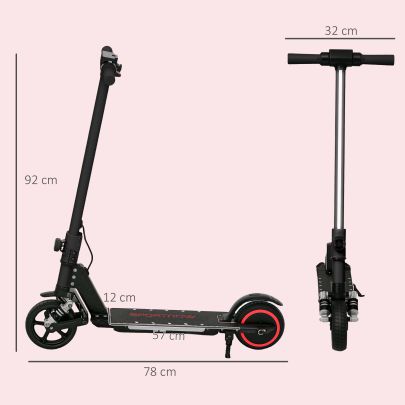 SPORTNOW Folding Electric Scooter for Kids Age 6 14 with Dual Brakes, Front Suspension, LED Colourful Lights and Display, 6.8kg Lightweight Aluminium E Scooter, Up to 14 KM H & 6 KM, Black