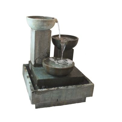 Trio Cascade Green Contemporary Solar Water Feature