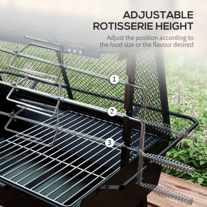 Outsunny 3 in 1 Barbecue Grill, Rotisserie Roaster and Fire Pit, with Cover