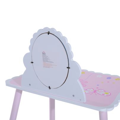 HOMCOM 2 Pc Dressing Table Set-Pink