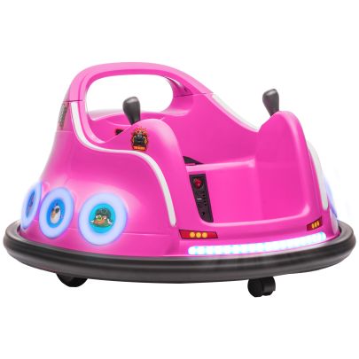 AIYAPLAY Angry Bird Licensed Waltzer Car, 12V Kids Bumper Car w Joysticks, Remote, Music LED Lights Pink