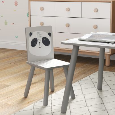 ZONEKIZ Kids Table and Chair Set, Toddler Table with 2 Chairs, Toddler Furniture Set, for Ages 3 8 Years Grey