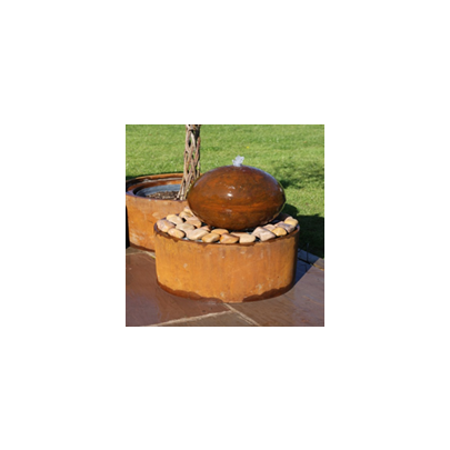 Medium Corten Steel Sphere Sump & Surround (100x75x75) Solar Water Feature