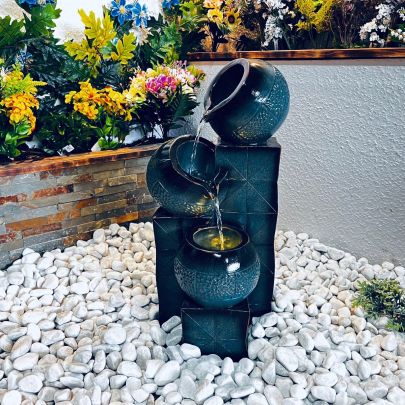 Teal Tranquil Pour Traditional Solar Water Feature