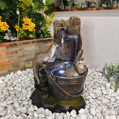 Otters at Tap Animal Animal Fountain Solar Water Feature