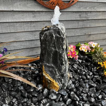 Black Angel Monolith 50cm Natural Stone Solar Water Feature