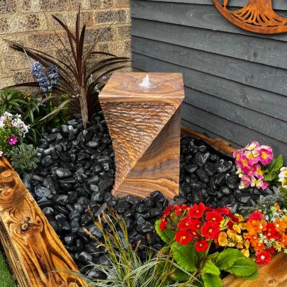 Rainbow Chubby Twist 40cm Natural Stone Solar Water Feature