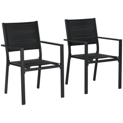 Outsunny Set of Two Aluminium Stacking Garden Chairs Black