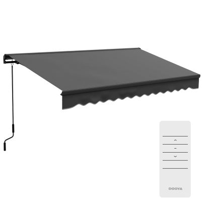 Outsunny 2.5 x 3.5m Aluminium Frame Electric Awning, with Remote Dark Grey