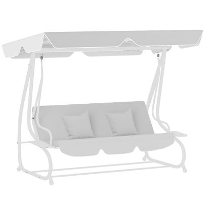Outsunny Garden Swing Canopy Replacement 3 Seater, Waterproof Garden Swing Seat Canopy Cover, Windproof Anti UV Sun Shade Canopy Only for Patio, Balcony, Light Grey