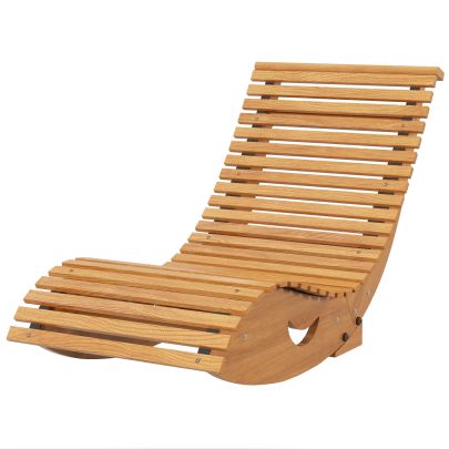 Outsunny Outdoor Rocking Chair w Slatted Seat, Wooden Rocking Chair, 130cm x 60cm x 60cm, Teak