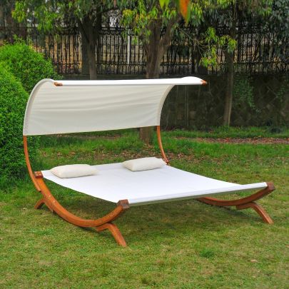 Wooden Hammock Lounger Cream