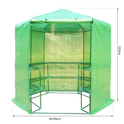 Hexagon Walk in 3 Tier Portable Greenhouse 194x225H cm