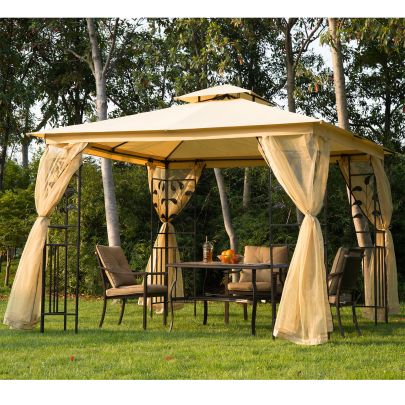 3x3 m Double Top Gazebo Beige