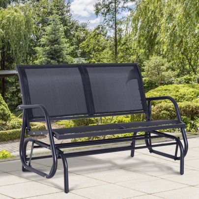 Outdoor Textilene Double Swing Bench Black