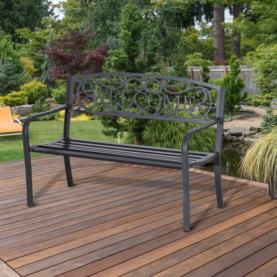 126Lx60Wx85H cm Steel Bench Black