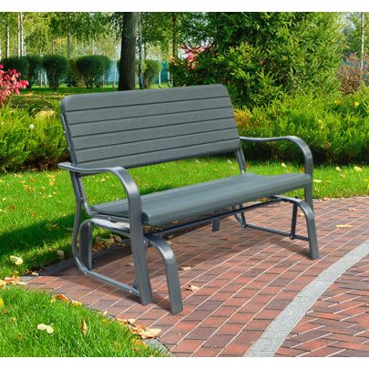 Metal 2 Seater Outdoor Garden Rocker Bench Green