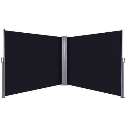 Steel Frame Retractable Double Sided Awning Black