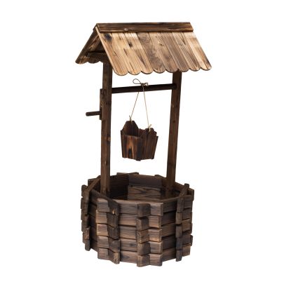 Wishing Well Planter Bucket 60Lx55Wx 114H cm Brown