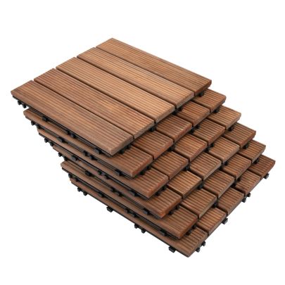 27 Pcs Floor Tiles Interlocking Solid Wood DIY Deck Tiles Indoor Outdoor