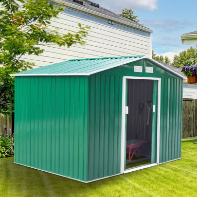 9 x 6ft Metal Garden Shed  Green
