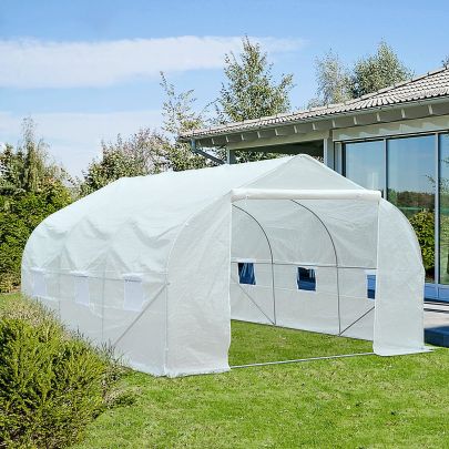 2H x 3.5L x 3W m Walk in Tunnel PE Mesh Greenhouse White
