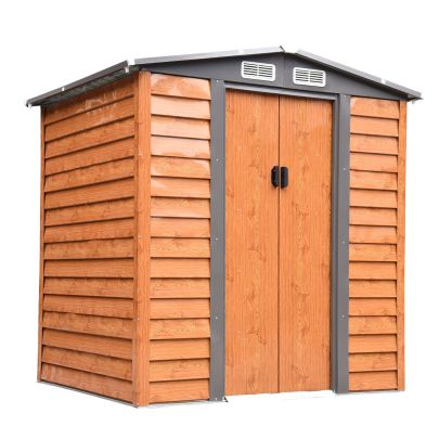 4.9 x 6.3ft Galvanized Steel Garden Shed  Brown