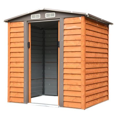 4.9 x 6.3ft Galvanized Steel Garden Shed Brown