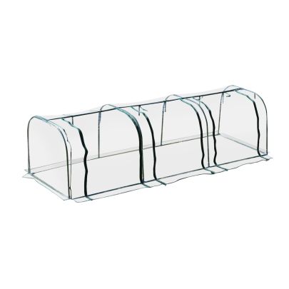 Portable Steel Frame Mini Greenhouse 350Lx100Wx80Hcm Dark Green & Transparent
