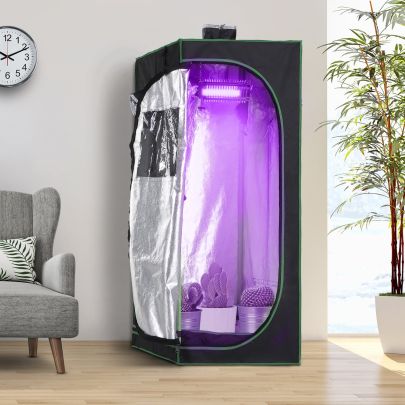 Hydroponic Plant Grow Tent Inc Window Tool Bag 60L x 60W x 140Hcm Black & Green