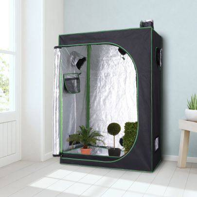 Hydroponic Plant Grow Tent Canopy Indoor Reflective Mylar Green Room 600D Oxford 120L x60W x150Hcm Silver 