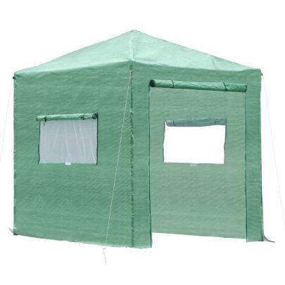 Portable Walk in Greenhouse with Roll up Door Windows Outdoor Foldable 2 x 2 x 2m