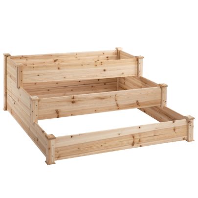 Wooden Raised Bed 3 Tier Planter Kit Elevated Box Outdoor Stand for Yard & Patio