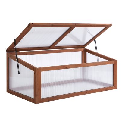 Square Wooden Outdoor Greenhouse for Plants with Openable Cover PC Board