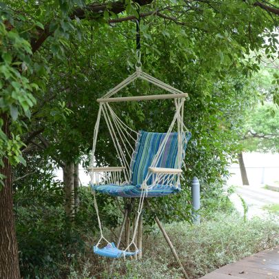 Hanging Swing Chair Seat Size:57W x 47.5D cm Multi Color & White Rope