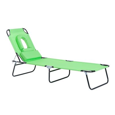 Sun Lounger Recliner W & Pillow Green