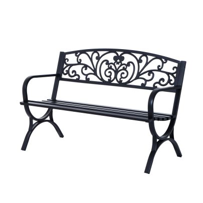 Garden Bench Steel Black