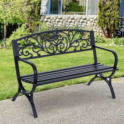 Garden Bench Steel Black