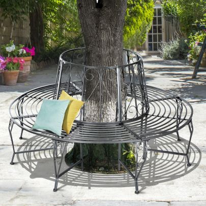 Round Tree Seat Bench Silver