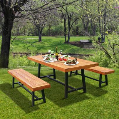 3 Pieces Set Acacia Natural Wood Colour
