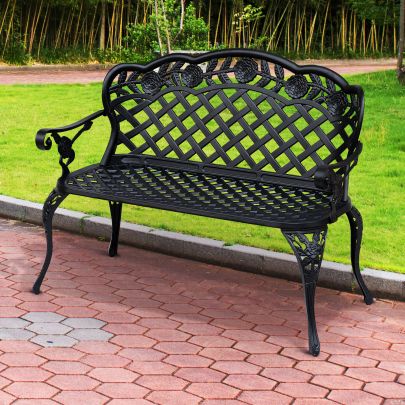 Garden Bench Cast Aluminium 107Lx58Wx85H cm Black