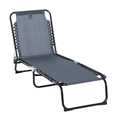 Folding Sun Lounger 3 Positions Grey
