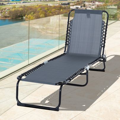 Folding Sun Lounger 3 Positions Grey