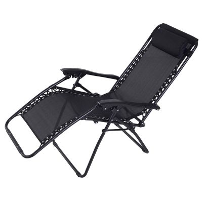 Zero Gravity Adjustable Chair Steel Frame Texteline Black