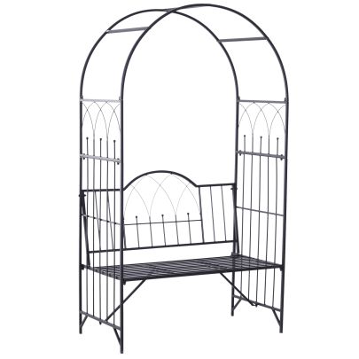 Metal Frame Bench W & Arch 115Lx59Wx203H cm Black