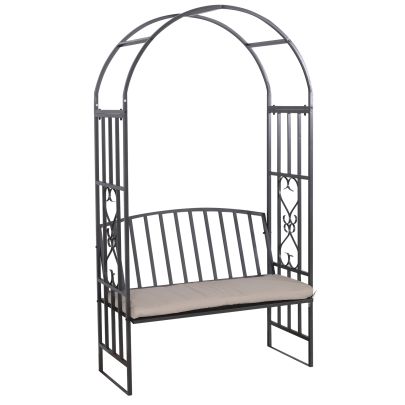 Metal Frame Bench W & Arch 114Lx60Wx206H cm Grey