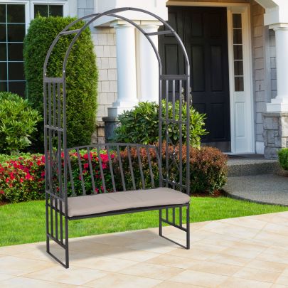 Metal Frame Bench W & Arch 114Lx60Wx206H cm Grey