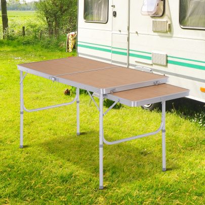 Aluminium MDF Top 4ft Folding Portable Outdoor Table Silver